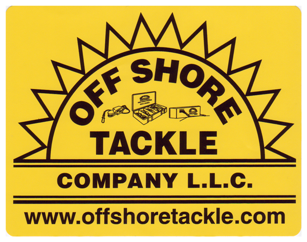 Off Shore Tackle 5" x 7" Yellow Decal With Black Logo