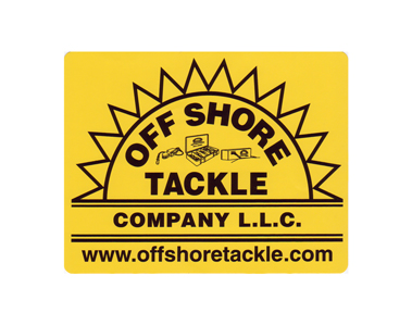 Off Shore Tackle 5" x 7" Yellow Decal With Black Logo