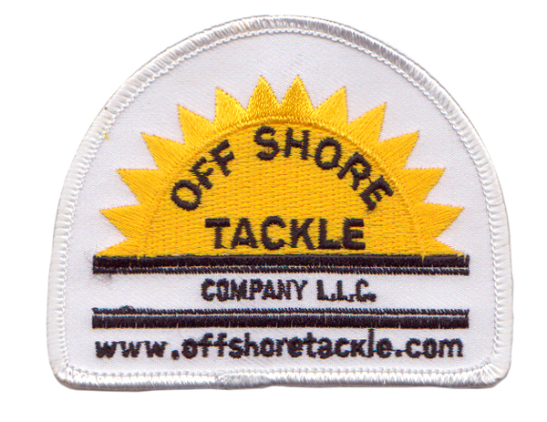 Off Shore Tackle White Patch With Yellow & Black Logo