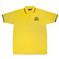 Off Shore Tackle Yellow Light Weight Polo Short Sleeve With Black Silkscreen Logo On Left Breast, 50/50 Blend, No Pocket 