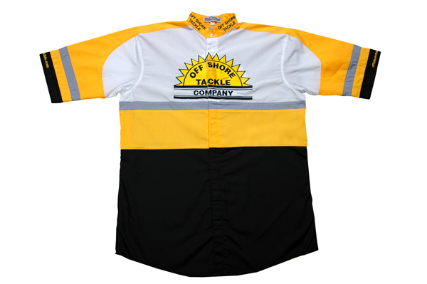 White, Gold, Grey & Black Short Sleeve Embroidered Custom Pro Shirt, No Pocket (Note this item has a 6-8 week delivery time) 