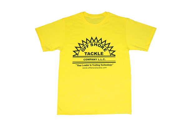 Yellow Short Sleeve T Shirt With Black Silkscreen Logo, 50/50 Blend No Pocket