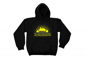 Off Shore Tackle Black Long Sleeve Sweatshirt With Silkscreen Logo on Front and Silkscreen Web Address on Back, 50/50 Blend - OBHSWSHRT