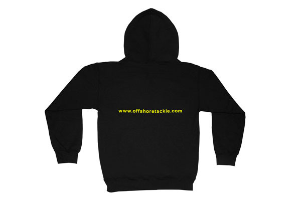 Off Shore Tackle Black Long Sleeve Sweatshirt With Silkscreen Logo on Front and Silkscreen Web Address on Back, 50/50 Blend - OBHSWSHRT