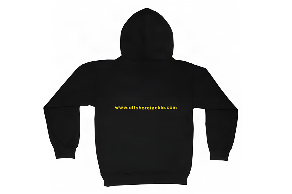 Off Shore Tackle Black Long Sleeve Sweatshirt With Silkscreen Logo on Front and Silkscreen Web Address on Back, 50/50 Blend - OBHSWSHRT