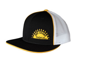 Off Shore Tackle Richardson R-Active 165 Black, White, Gold Flat Bill Hat With Flex Fit - 165HT