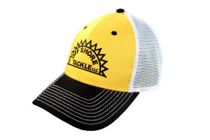 Yellow, Black with White Mesh Back and Adjustable Strap Trucker Embroidered Hat - 120HT - Product Image