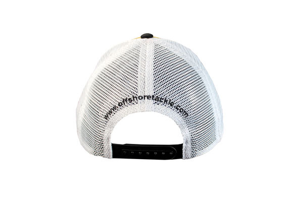 Yellow, Black with White Mesh Back and Adjustable Strap Trucker Embroidered Hat - 120HT