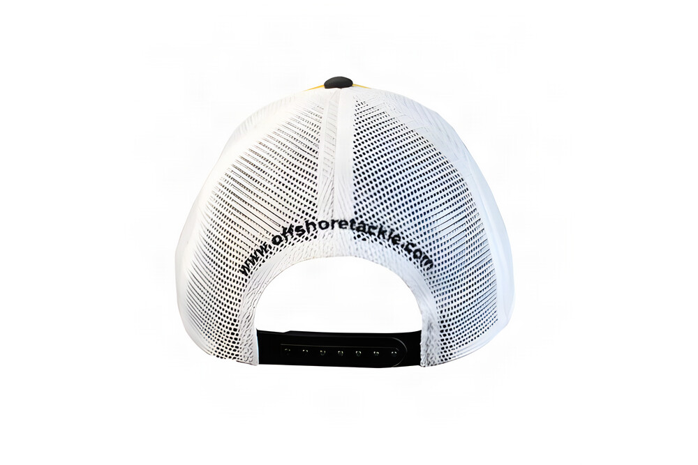 Yellow, Black with White Mesh Back and Adjustable Strap Trucker Embroidered Hat - 120HT