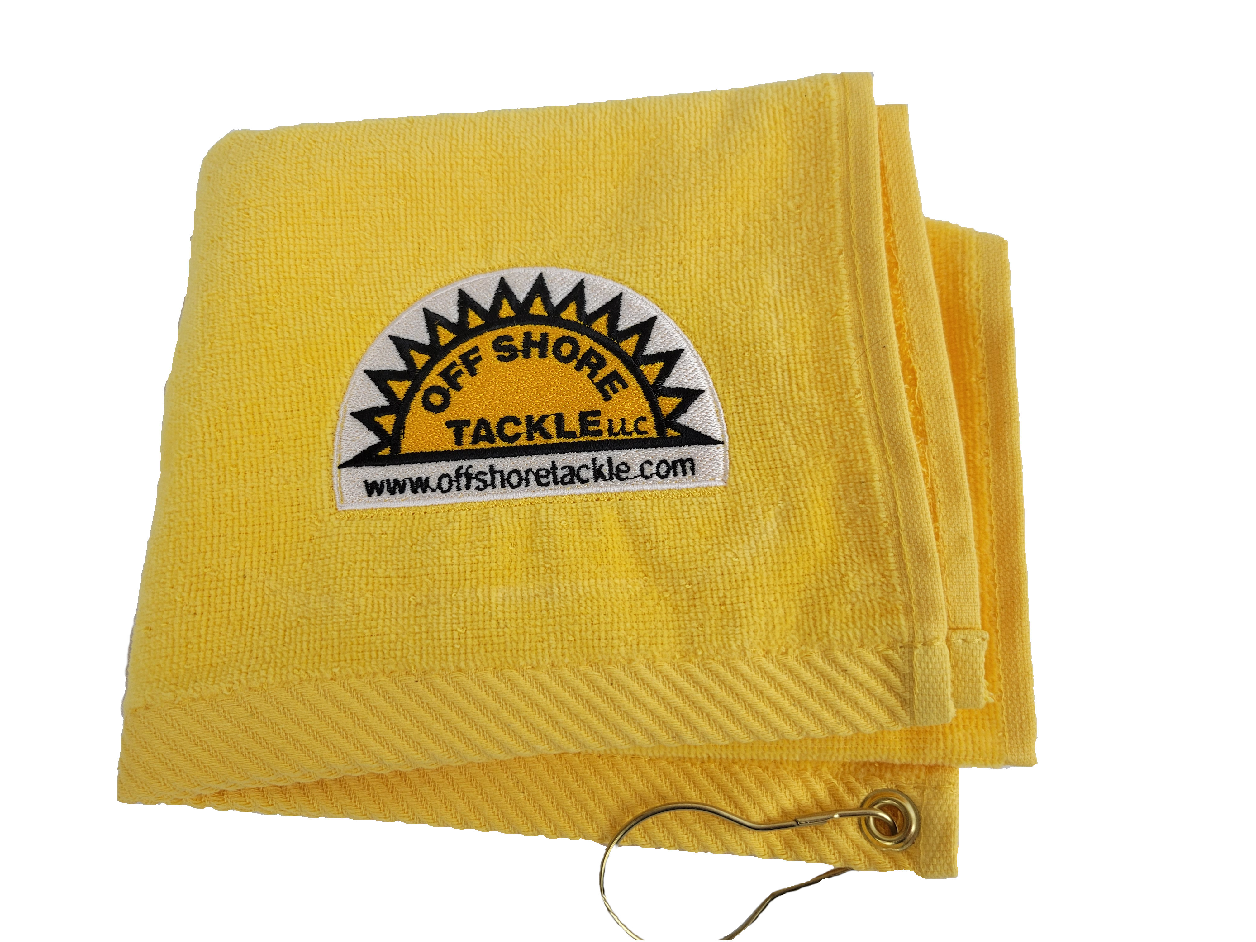 Off Shore Tackle Yellow or Black Fishing Towel With Quick Clip