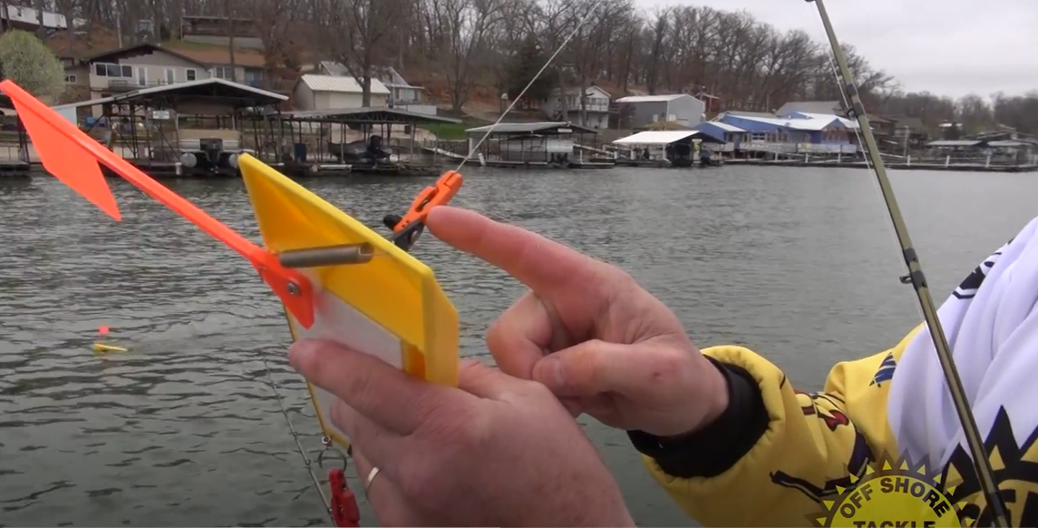 Video: resetting an Off Shore Tackle planer board on a boat