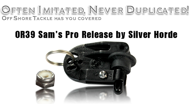 OR39 Sam’s Pro Release by Silver Horde, a black planer board release with split ring and lock nut